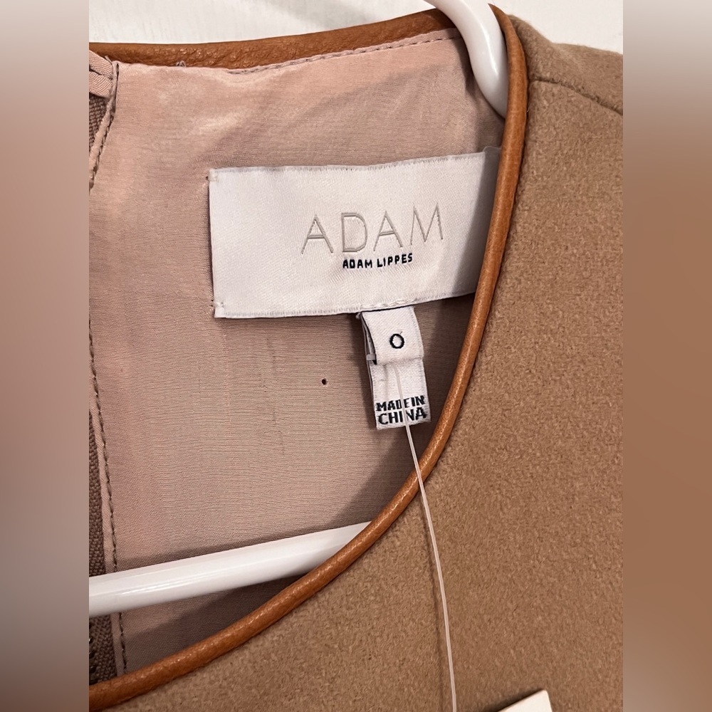 Adam Lippes - Brown Wool Midi Dress W/ Leather Trim size 0 - Picture 6 of 11